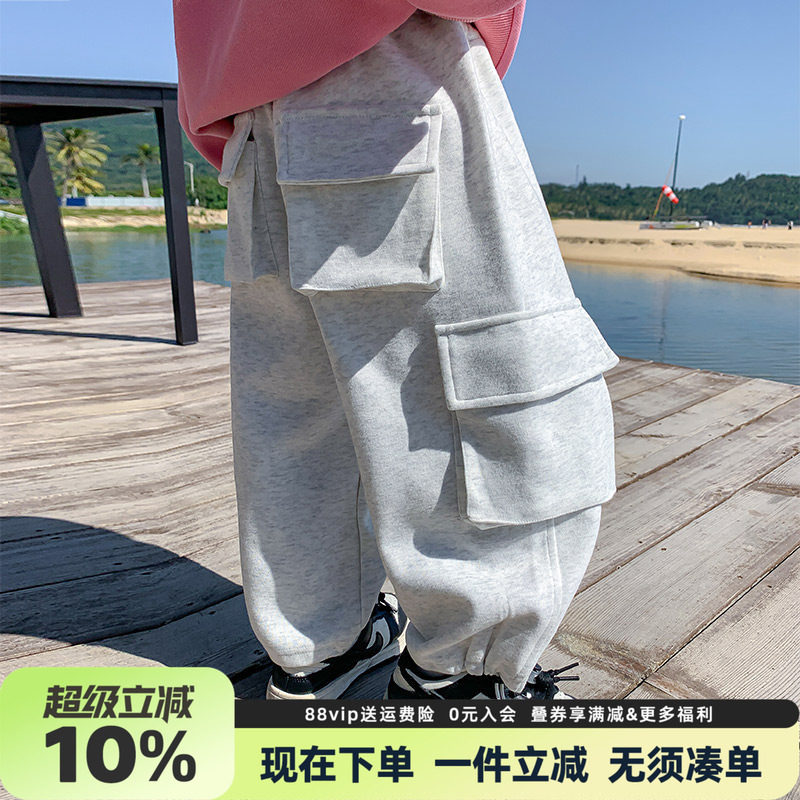 男童裤子工装裤卫裤运动裤春秋款2026秋装新款儿童中大童男孩长裤图片