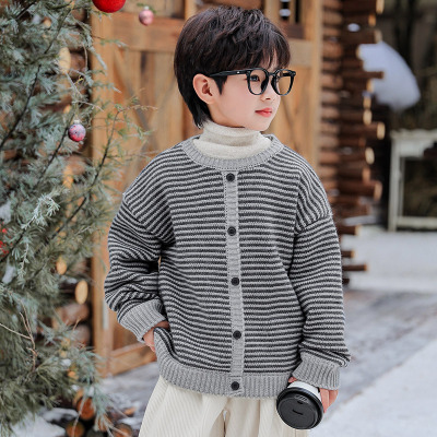 男童毛衣2025冬装新款儿童秋冬款加厚高领针织衫男孩冬季保暖上衣