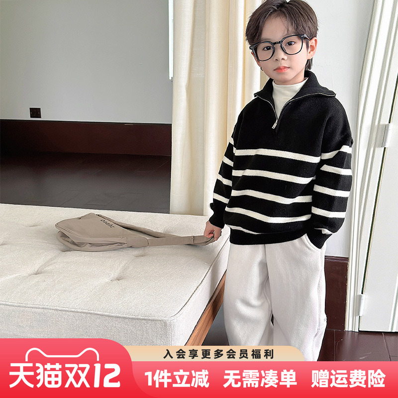 男童毛衣秋冬款2025新款儿童冬装线衣冬季POLO衫上衣针织打底衫潮