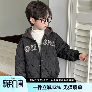 夹棉上衣男孩冬季 儿童秋冬款 洋气加厚棉服潮 外套2026新款 男童冬装