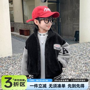男童冬装外套新款韩版儿童秋冬帅气棒球服男孩冬季加厚毛毛衣Q