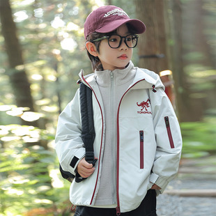 男童冬装外套2026新款可拆卸儿童冲锋衣三合一秋冬季加绒男孩加厚