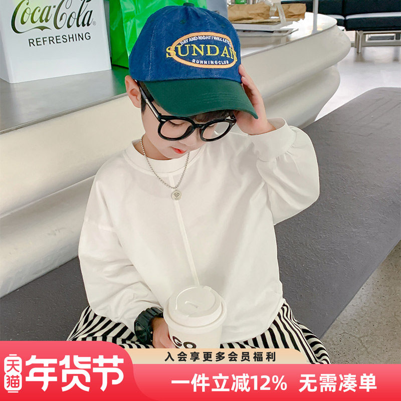 男童T恤长袖2025新款儿童秋装打底衫纯棉春秋款白色衣服体恤上衣,童装/婴儿装/亲子装,T恤,淘宝优惠券,粉丝福利购,淘宝优惠卷