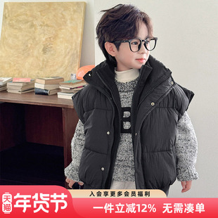男童冬装羽绒马甲2025新款儿童秋冬款外穿外套男孩冬季保暖羽绒服