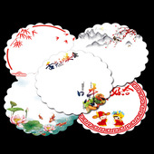 新品 饰凉菜摆盘盘饰艺术花纸 花边垫纸波浪边圆形意境菜餐饮创意装