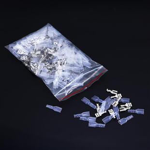 0.4厚母头铜接插件插拔式 护套 冷压接线端子连接器 6.3插簧 100套