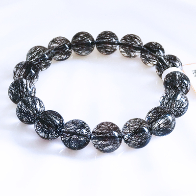 煦润顺发天然黑发晶手链晶体通透