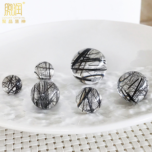 收藏级天然巴西黑发晶顺发散珠半成品diy吊坠项链配多宝水晶单珠