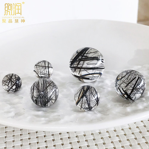 天然巴西黑发晶顺发散珠半成品