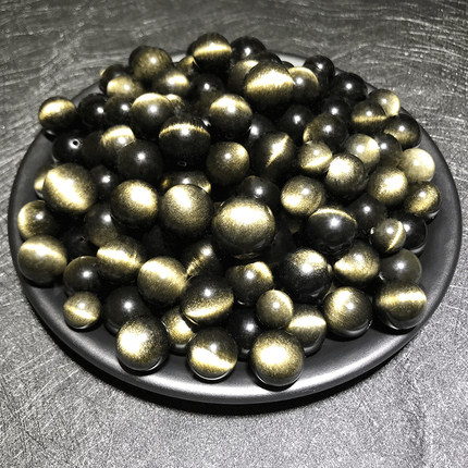 7A天然猫眼石金曜石双猫眼金眼手链手串散珠黑曜石水晶配多宝单珠