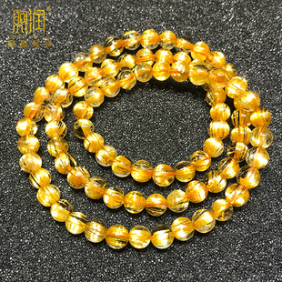 收藏级天然钛晶多圈手串板钛金发晶顺发男女108颗佛珠黄水晶手链