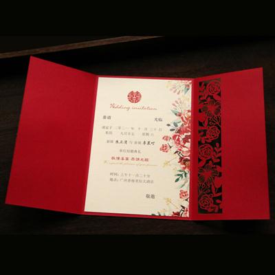 新款婚礼喜帖 喜庆结婚请柬 z欧式请帖 个性雕刻镂空请柬10个装