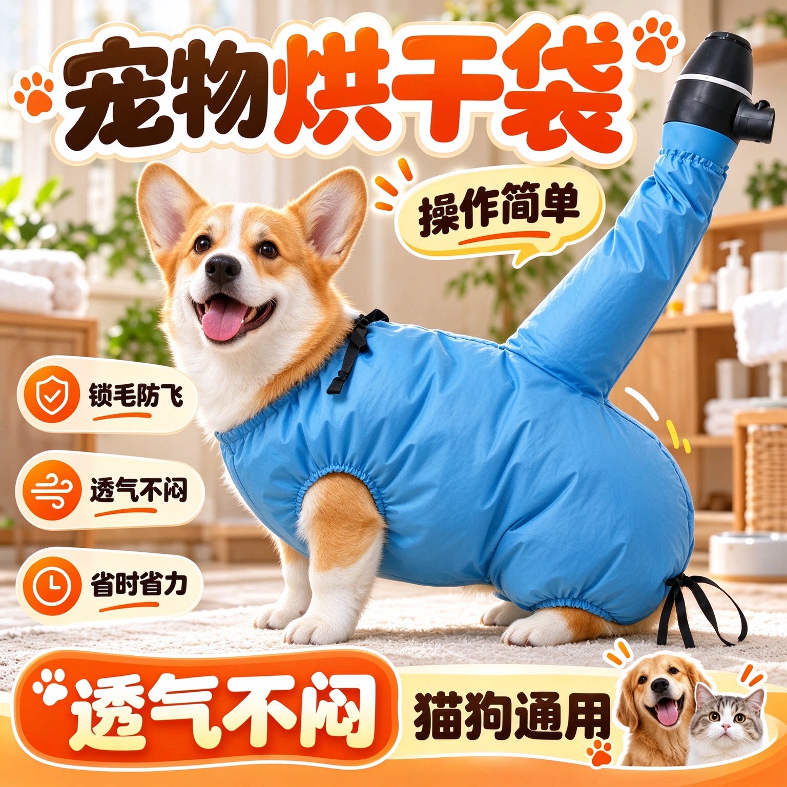 宠物烘干袋狗猫通用速干吹毛