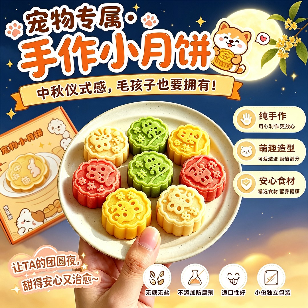 狗狗零食宠物小猫狗狗月饼冻干中秋月饼猫咪月饼中秋礼盒训练奖励
