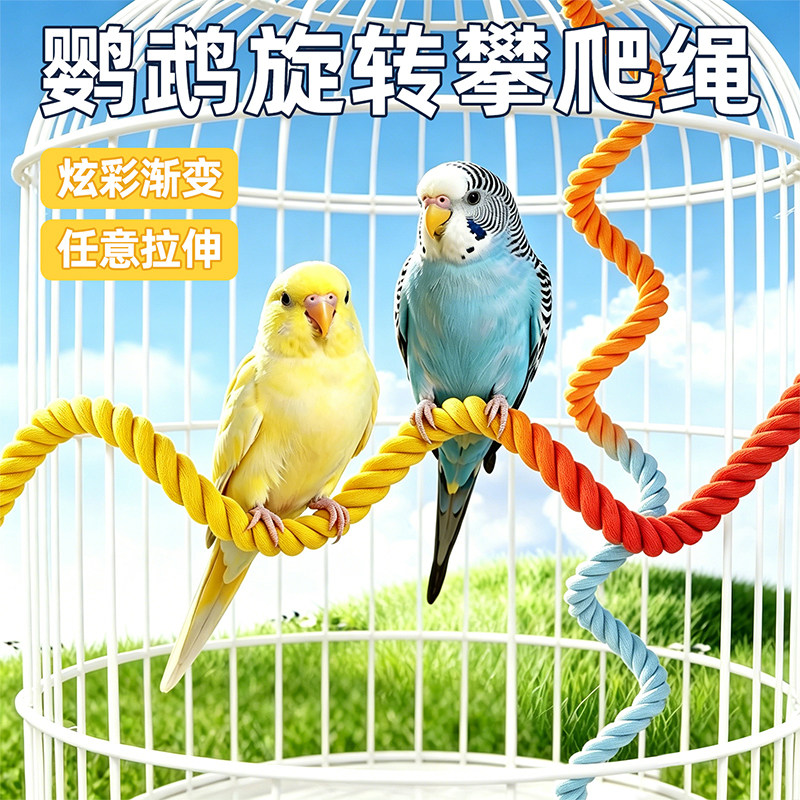 鹦鹉棉绳攀爬绳秋千磨爪解闷