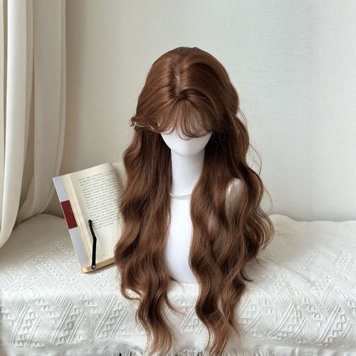 焦糖暖棕空气刘海卷发假发全头套
