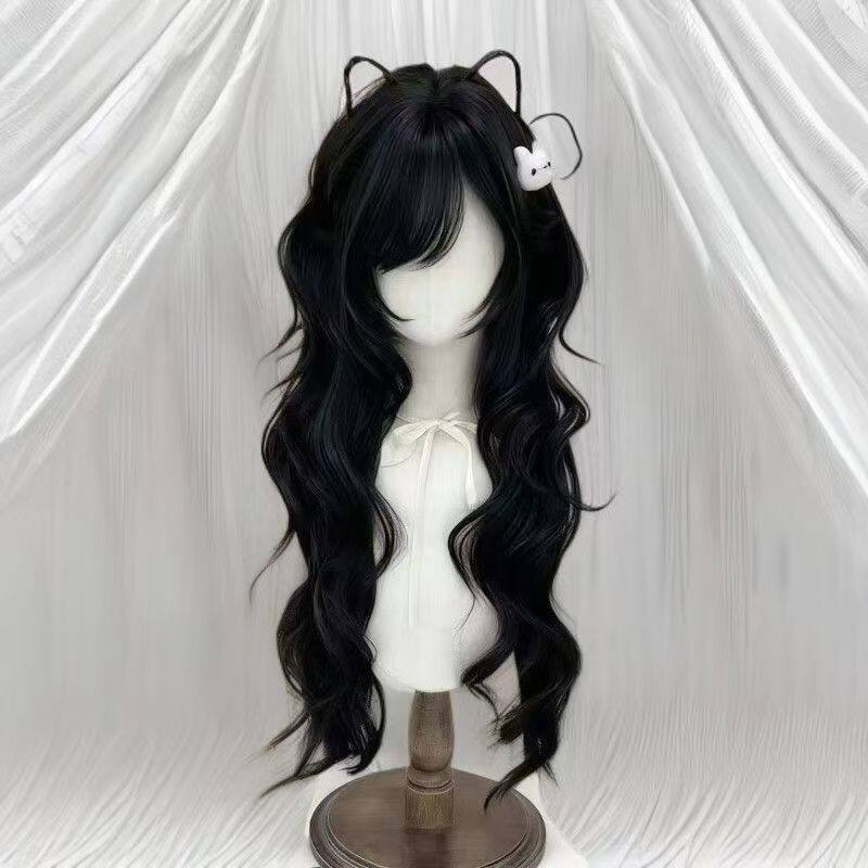 日系古早感假发女黑色高层次长卷发大波浪自然仿真发丝假发全头套,美发护发/假发,日常整顶假发,淘宝优惠券,粉丝福利购,淘宝优惠卷