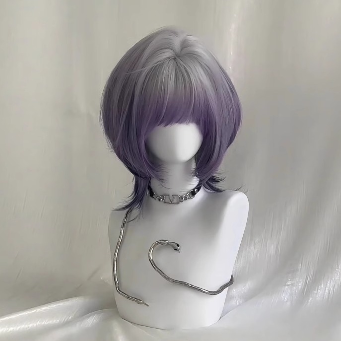 假发银紫黑渐变狼尾鲻鱼头