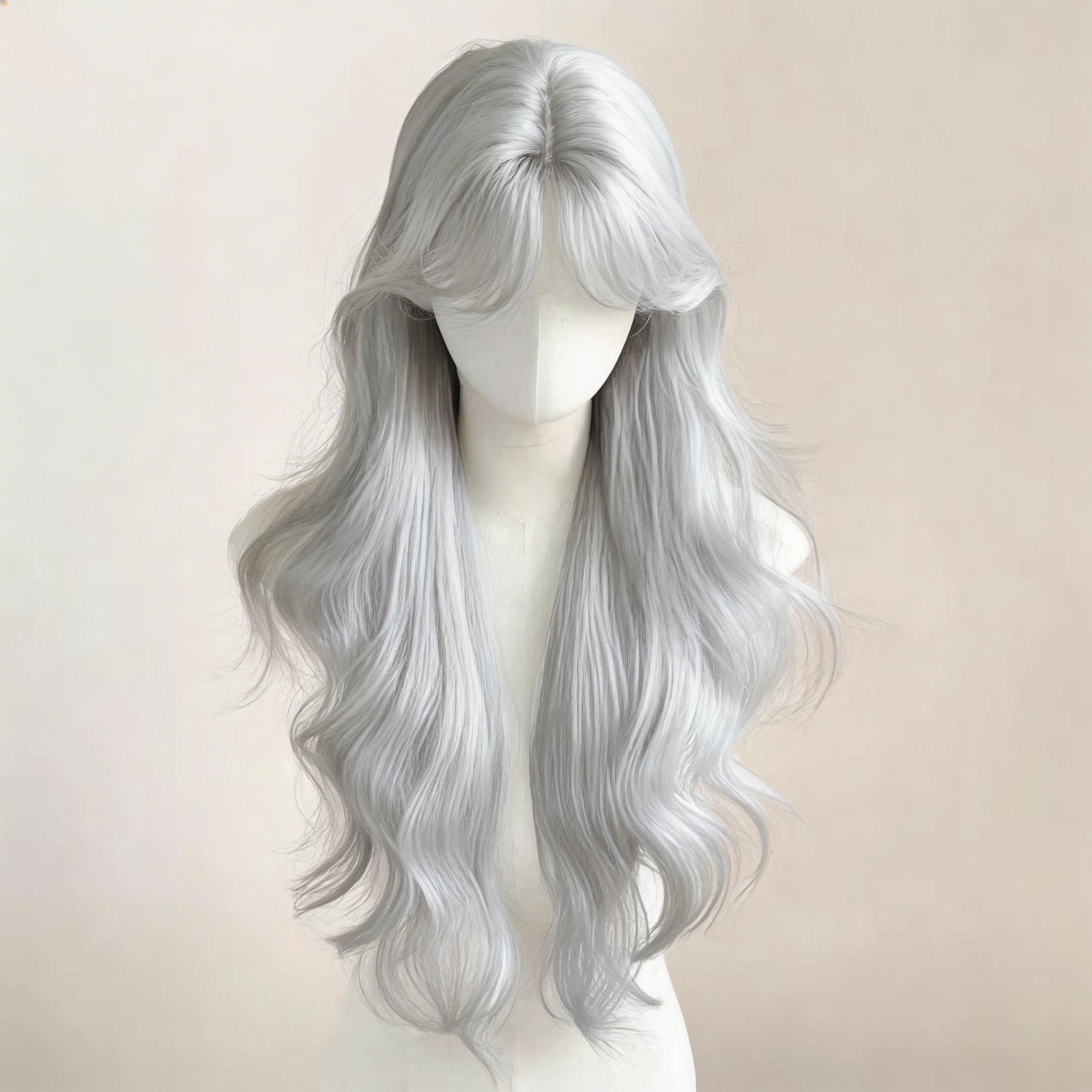 假发全头套女中分蕾丝银白色长卷发大波浪动漫cos银色长发假发套