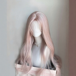 【日暮粉】国乙战毛粉色cos大波浪前额蕾丝中分长卷发头套假发套