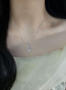 日系设计师topwhits925银白玉髓葫芦项链女国风轻奢风优雅锁骨链