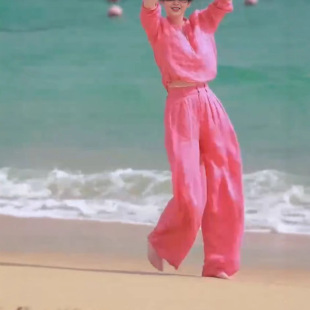 女 色套装 日本cherry kitty欧货设计感半拉链上衣宽松阔腿裤