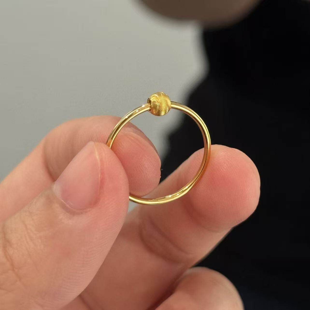 日系设计师topwhits925银mini金色拉丝猫眼珠光面素圈戒指女爆闪