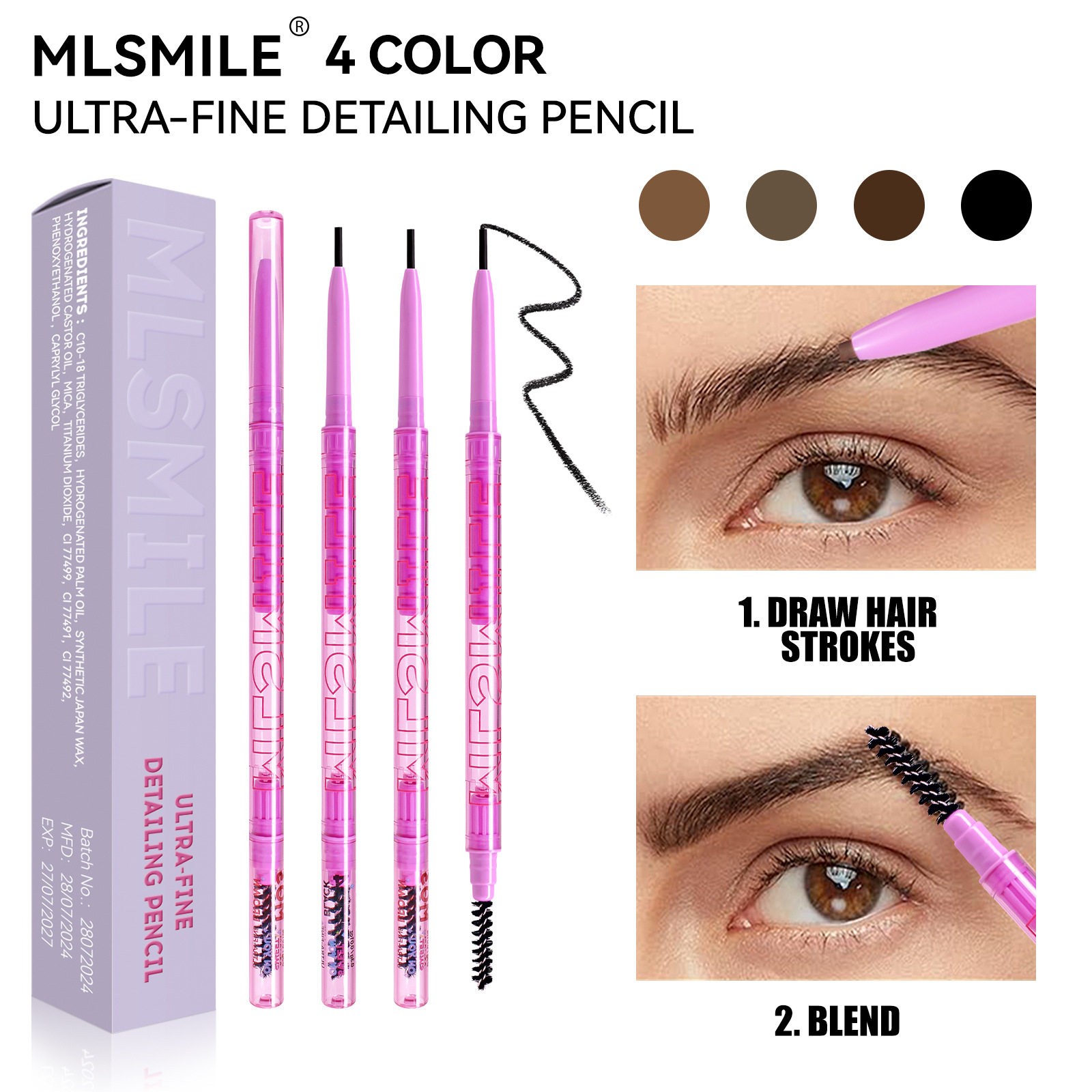 新款推荐专供双头眉笔超细头极细防水防汗根根分明野生眉自然