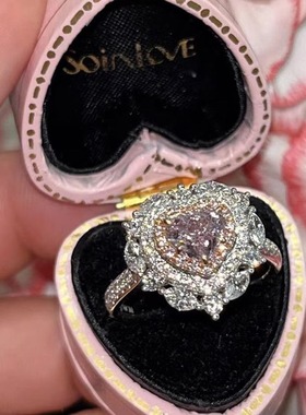 日系Cherry Kitty轻奢高级感粉钻爱心戒指女潮开口戒超仙甜美