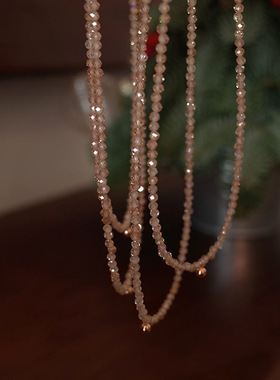 日系Cherry Kitty流金岁月闪耀水晶串珠项链女ins奢华高级感颈