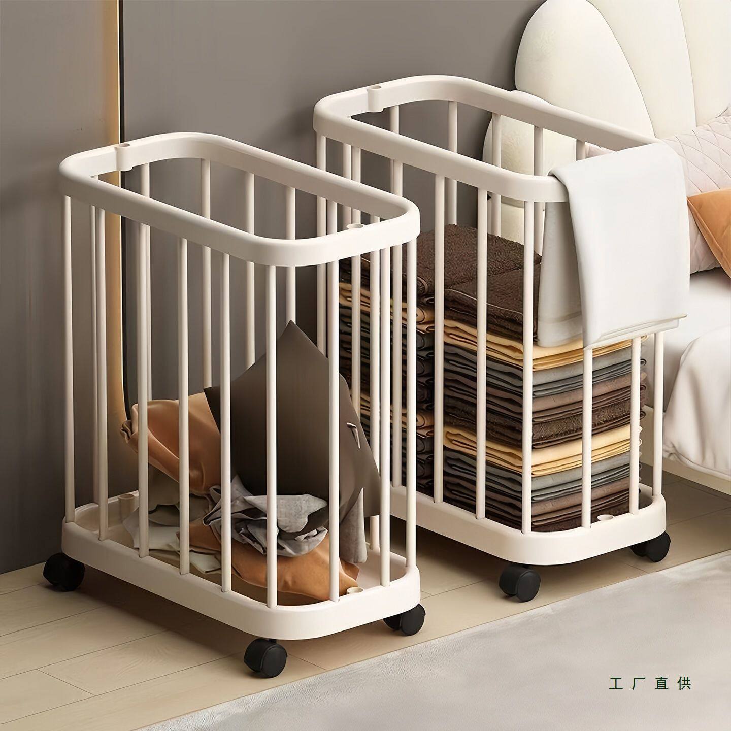 家用脏衣篮防水浴室瑜伽垫健身器材收纳筐大容量窄缝脏衣篓带轮子