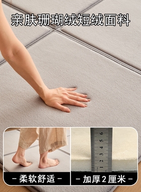 ?加厚可折叠地毯灰色客厅卧室秋冬打地铺宝宝爬爬垫防滑床边地垫