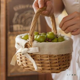 柳编小竹篮迷你小收纳篮编织篮儿童采摘野餐篮优质藤编篮子手提篮