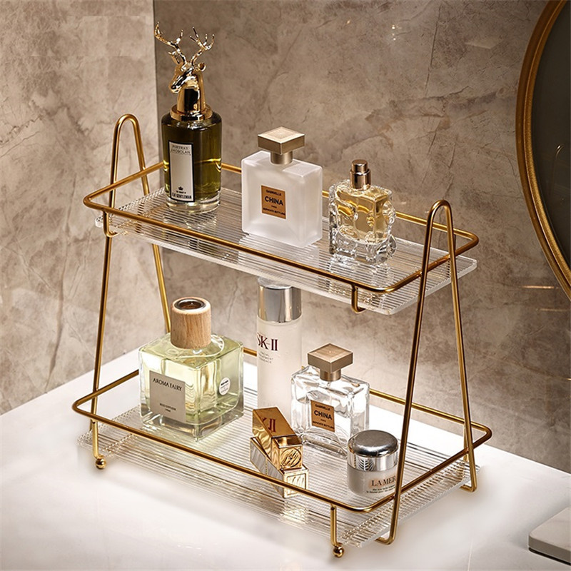 浴室双层置物架洗漱台化妆品收纳盒免打孔卫生间桌面储物防潮