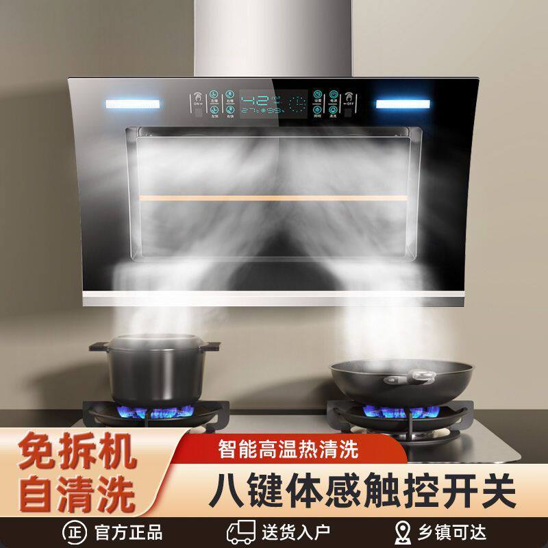 厂家直销油烟机厨房大吸力双电机抽烟机壁挂式吸油自动清洗家用