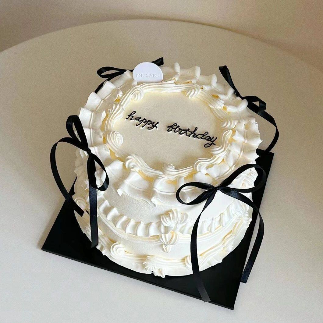 仿真蛋糕模型2024网红流行蝴蝶结生日假橱窗摆设样品摄影道具