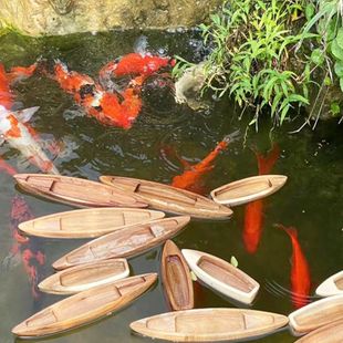 家居装饰小木船可下水摆件乌篷船实木船模型渔船玩具漂浮鱼缸造景