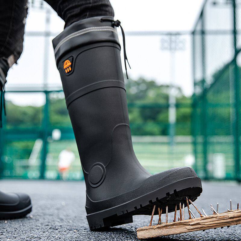 加厚防蛇咬钢头男款雨鞋中高筒户外钓鱼鞋赶海防水防滑耐磨水鞋