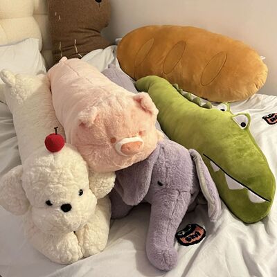 枕头卧室宿舍靠枕枕头女生河马长条床头靠垫客厅夹腿沙发睡觉靠枕