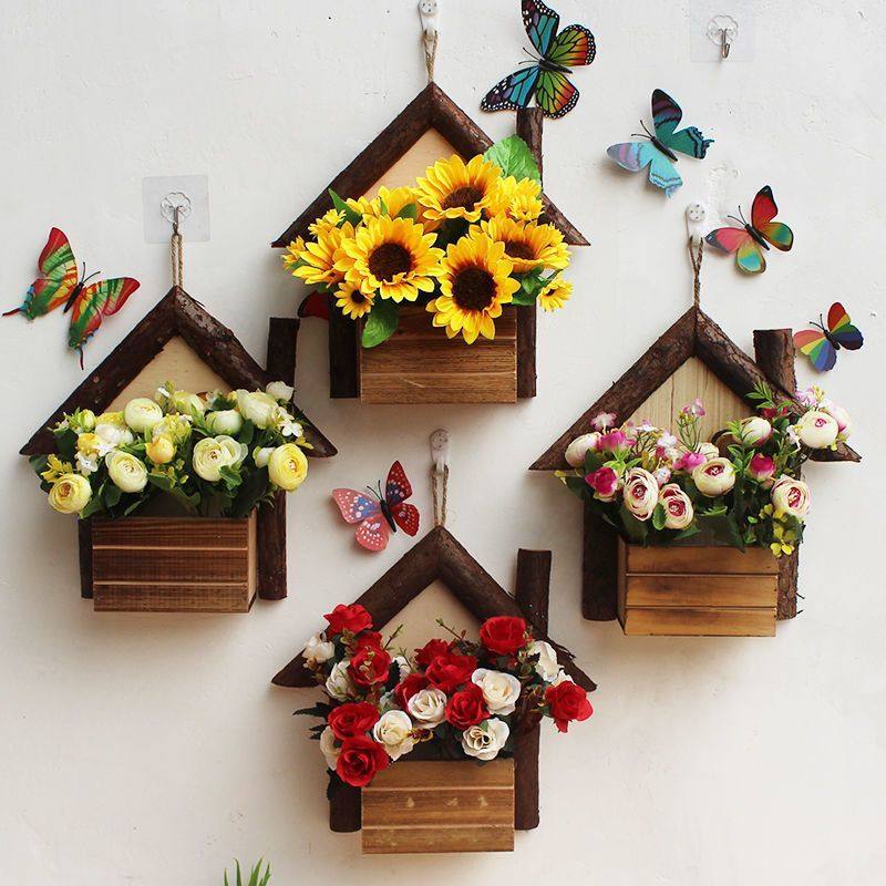 壁挂装饰挂件墙挂花盆花篮仿真花假花卧室客厅背景墙装修