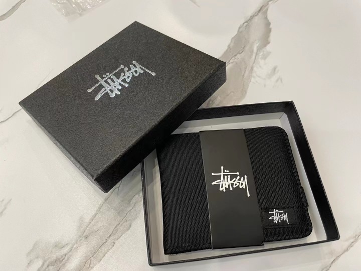 thumbnail for Stus wallet 2022 new canvas simple short card holder bus work card bag Stu solid color small wallet