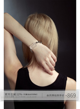 出逃赤岗西 手工原创新中式天然粉水晶手链女简约高级感钛钢手串