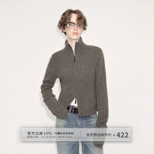 出逃赤岗西 慵懒风高领毛衣外套女秋冬修身 短款 双开拉链针织开衫