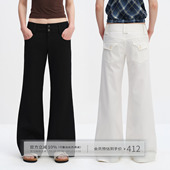 女复古中低腰显瘦直筒休闲裤 裤 原创廓形低腰阔腿西装 出逃赤岗西