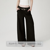宽松休闲低腰阔腿裤 出逃赤岗西 女款 裤 子 原创高级垂坠感黑色西装