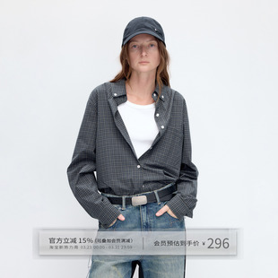 衬衫 格纹全棉宽松休闲通勤长袖 外套 蓝绿色复古经典 出逃赤岗西