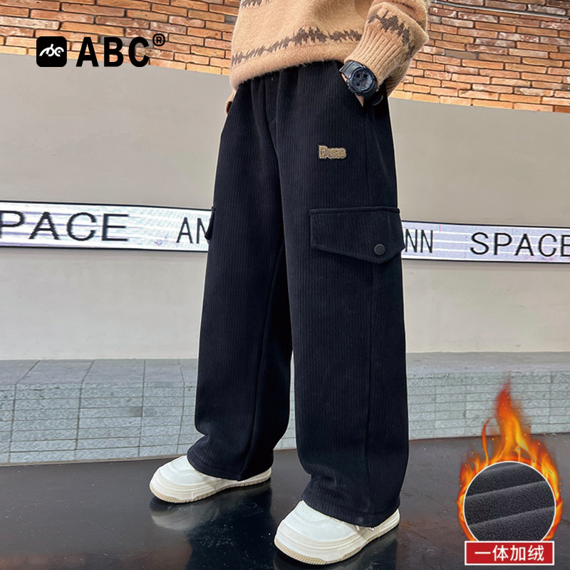 ABC男童秋冬加绒工装裤