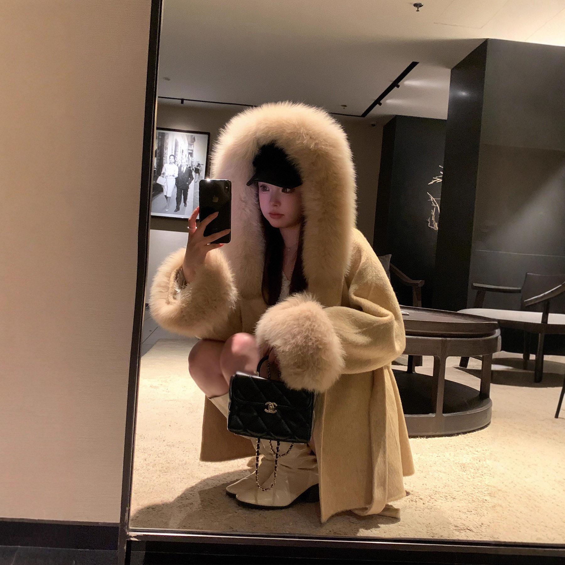 轻奢气质留洋千金呢子大衣2026秋冬新款连帽高级感温柔风毛呢外套