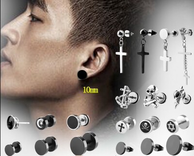 Earring male retro black Korean personality earrings for men