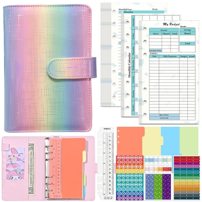 A6 aesthetic English PU Binder Notebook budget Planner book